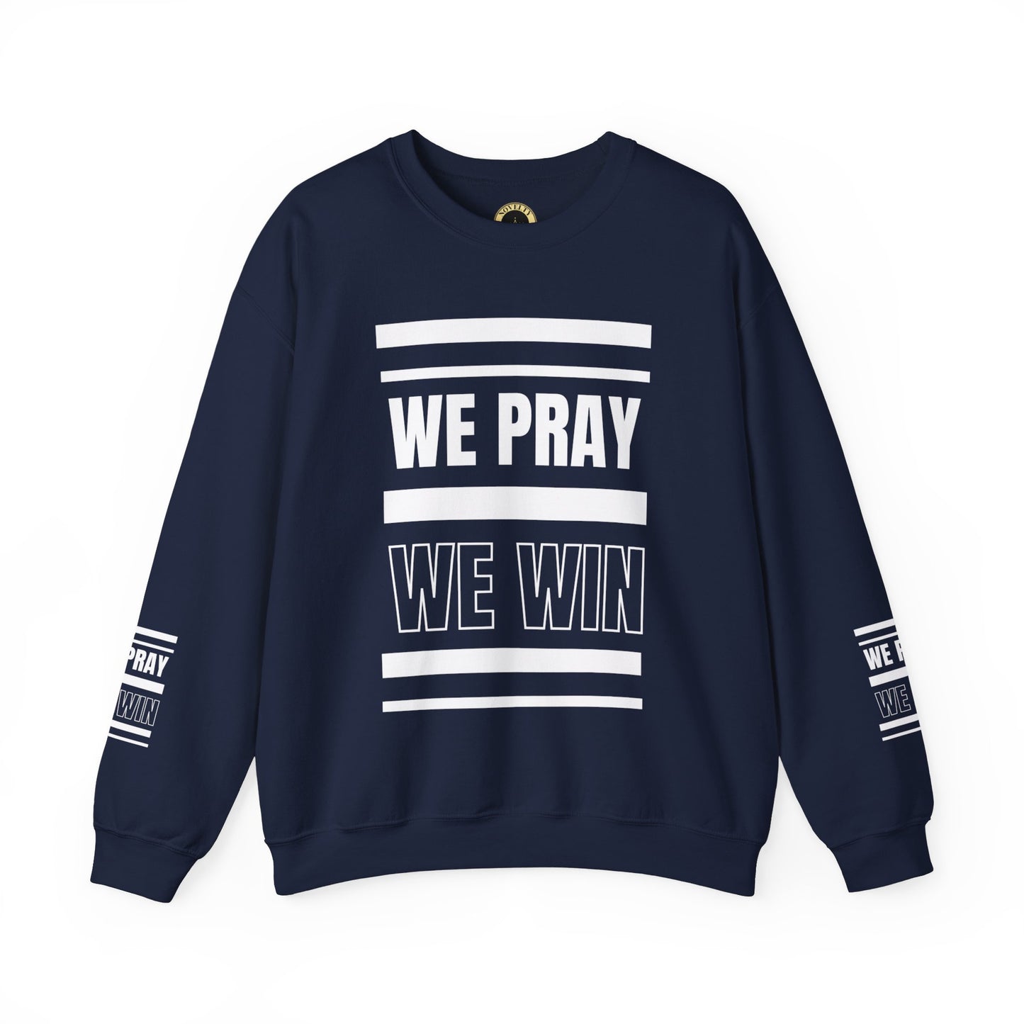 Inspirational 'WE PRAY WE WIN' Logo Crewneck Sweatshirt™ by Novelty Wonders