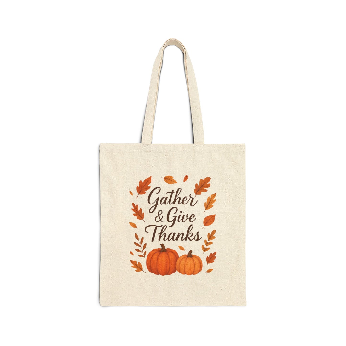 Gather & Give Thanks Pumpkin™ Cotton Canvas Tote Bag | Fall & Thanksgiving Reusable Essentials Bag