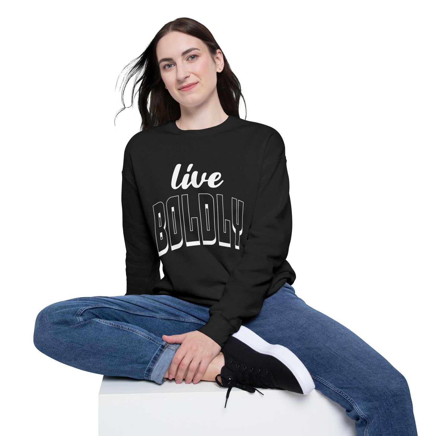 Empowering 'LIVE BOLDLY' Drop Shoulder Sweatshirt by Novelty Wonders