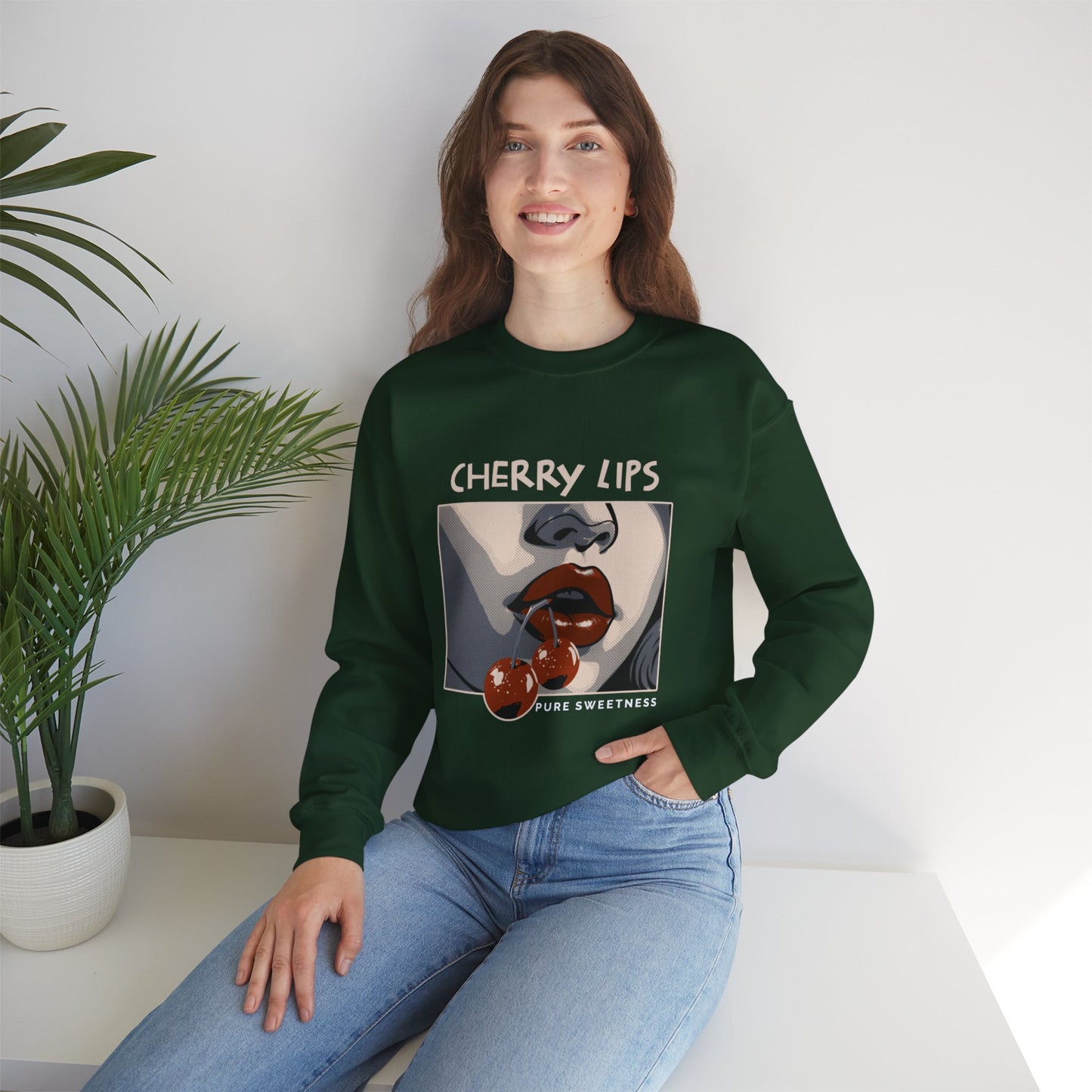 Retro Style 'CHERRY LIPS' Crewneck Sweatshirt™ by Novelty Wonders