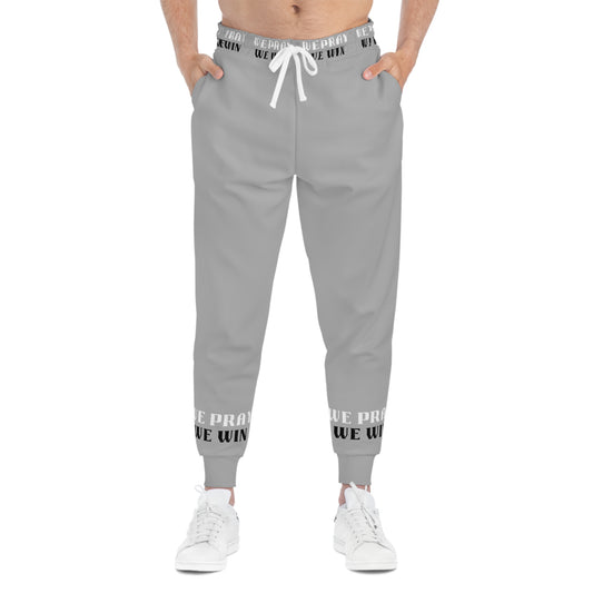 Inspirational "WE PRAY WE WIN" Athletic Joggers by Novelty Wonders