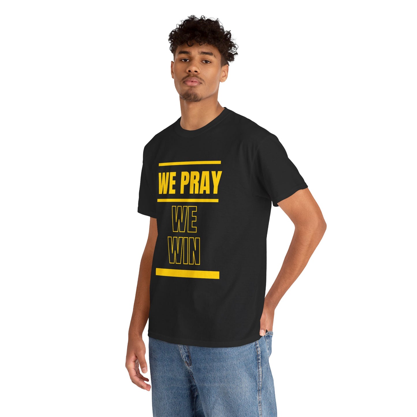 Inspirational 'WE PRAY WE WIN' Heavy Cotton T-Shirt™ by Novelty Wonders