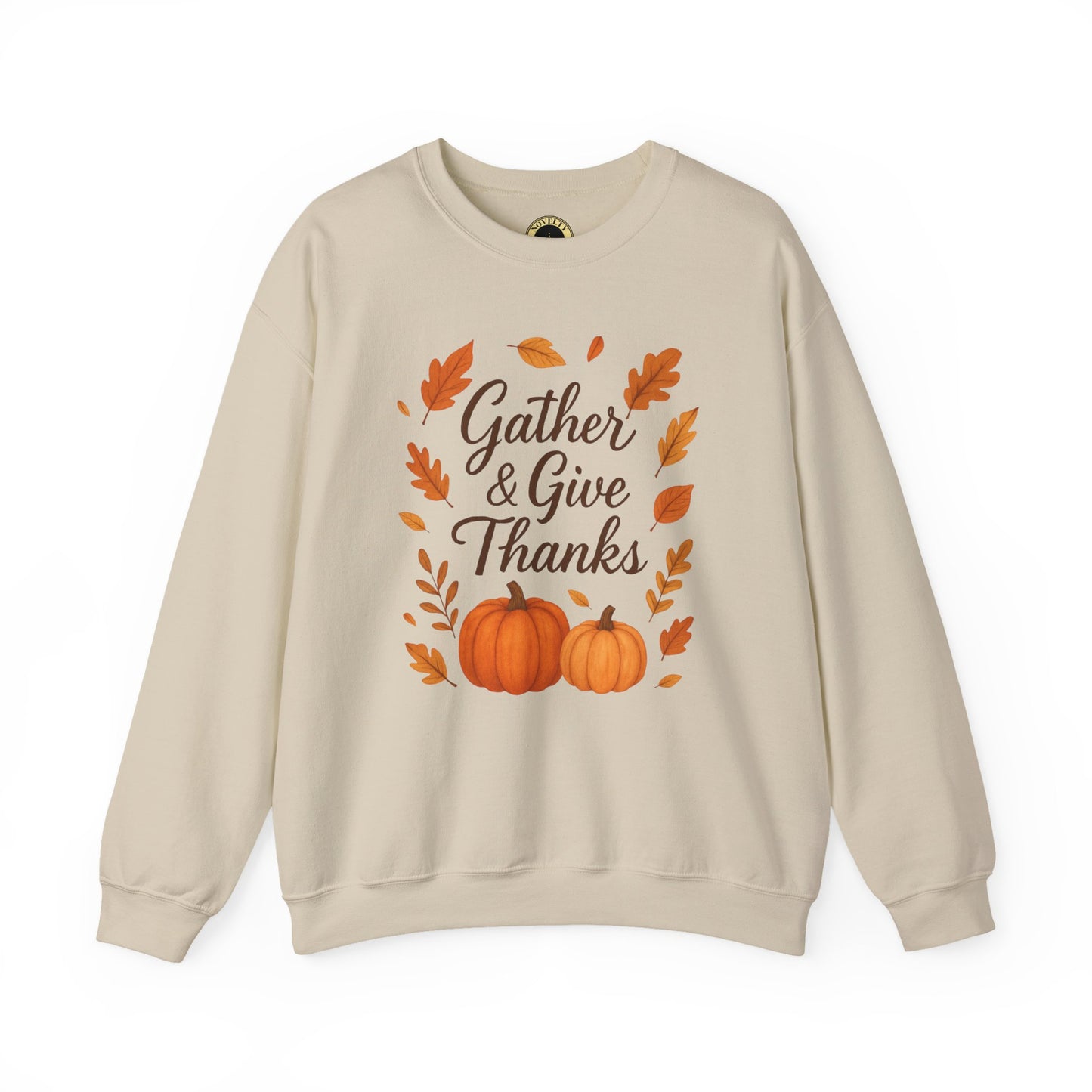 Gather & Give Thanks Pumpkin™ Crewneck Sweatshirt | Unisex Long Sleeve Thanksgiving Apparel