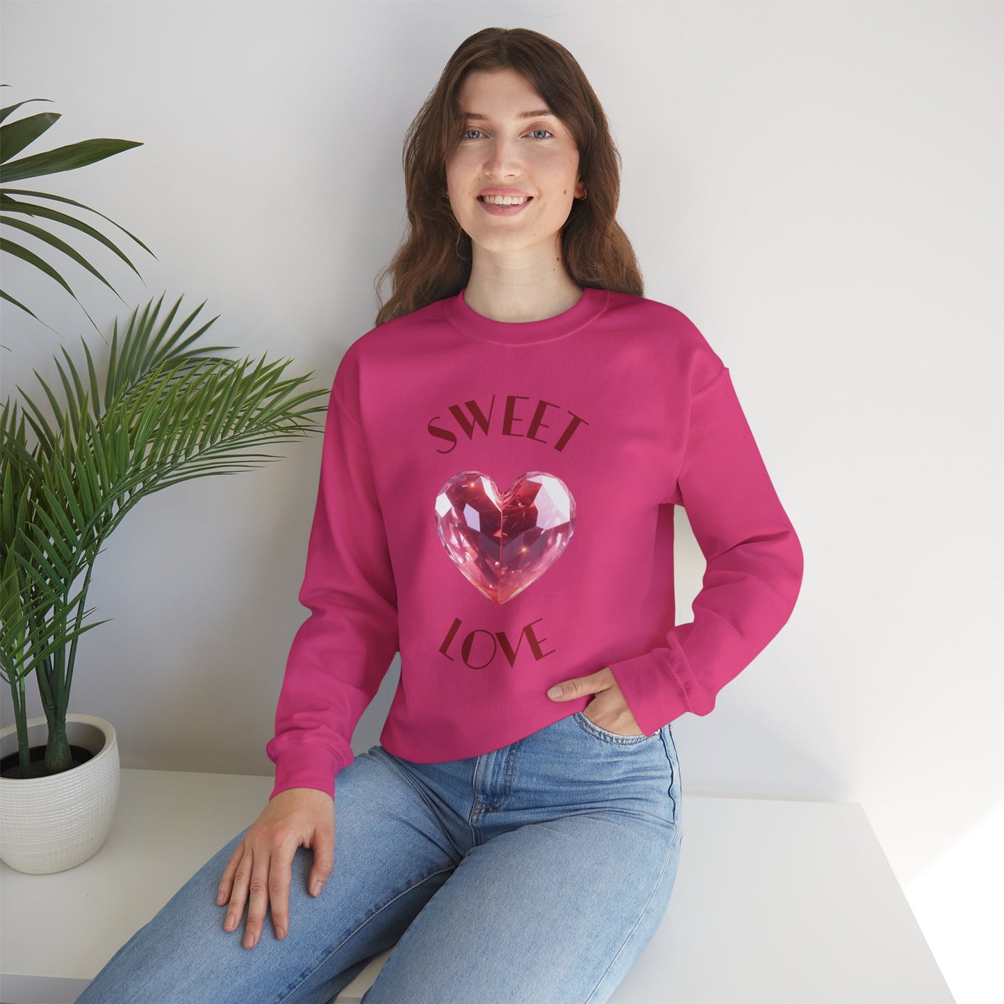 Charming 'SWEET HEART LOVE' Crewneck Sweatshirt™ by Novelty Wonders