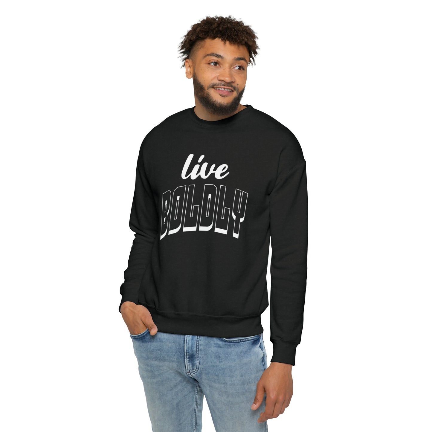 Empowering 'LIVE BOLDLY' Drop Shoulder Sweatshirt by Novelty Wonders