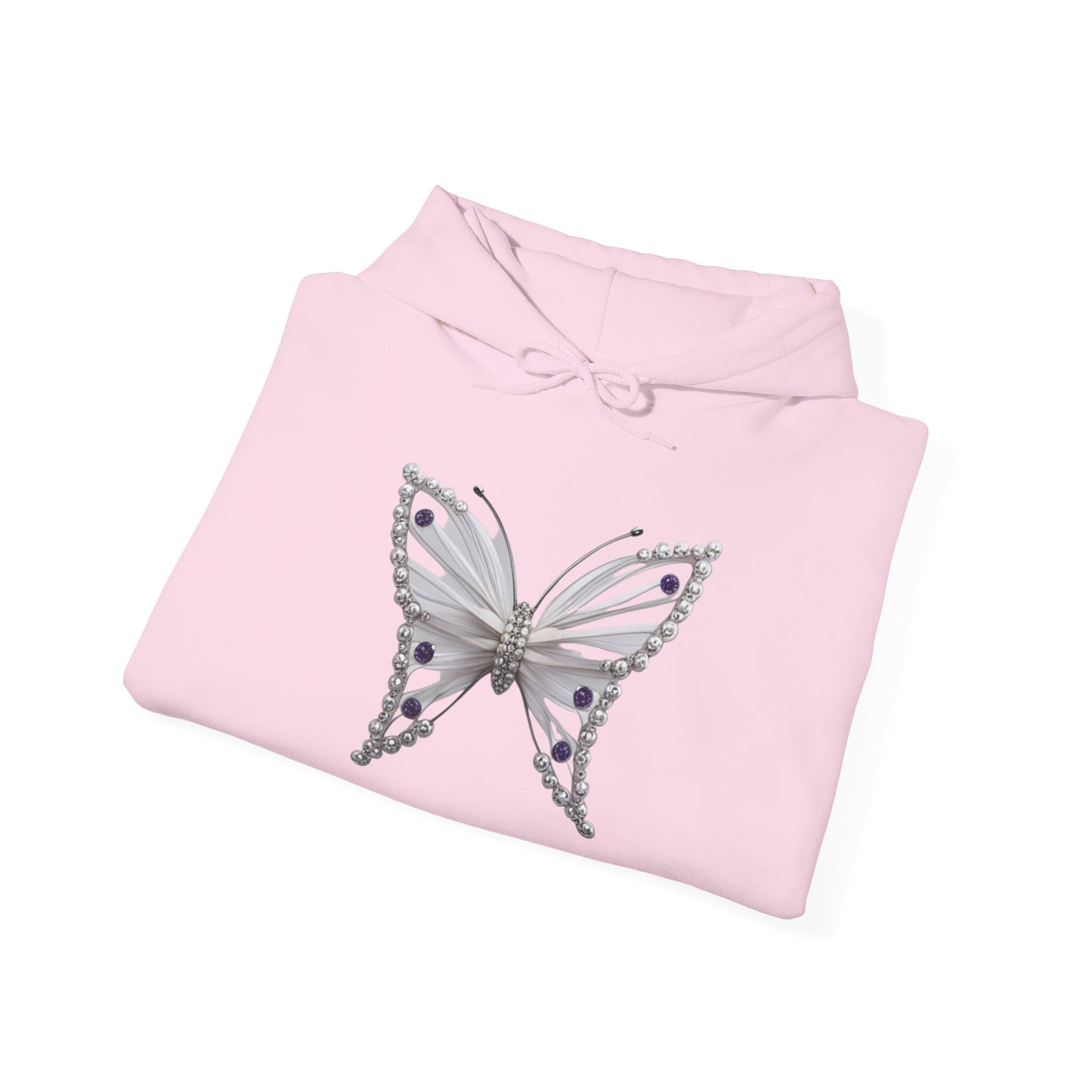 Premium Butterfly Design Unisex Hooded Sweatshirt™ Light Pink, Adult Sizes S -5XL