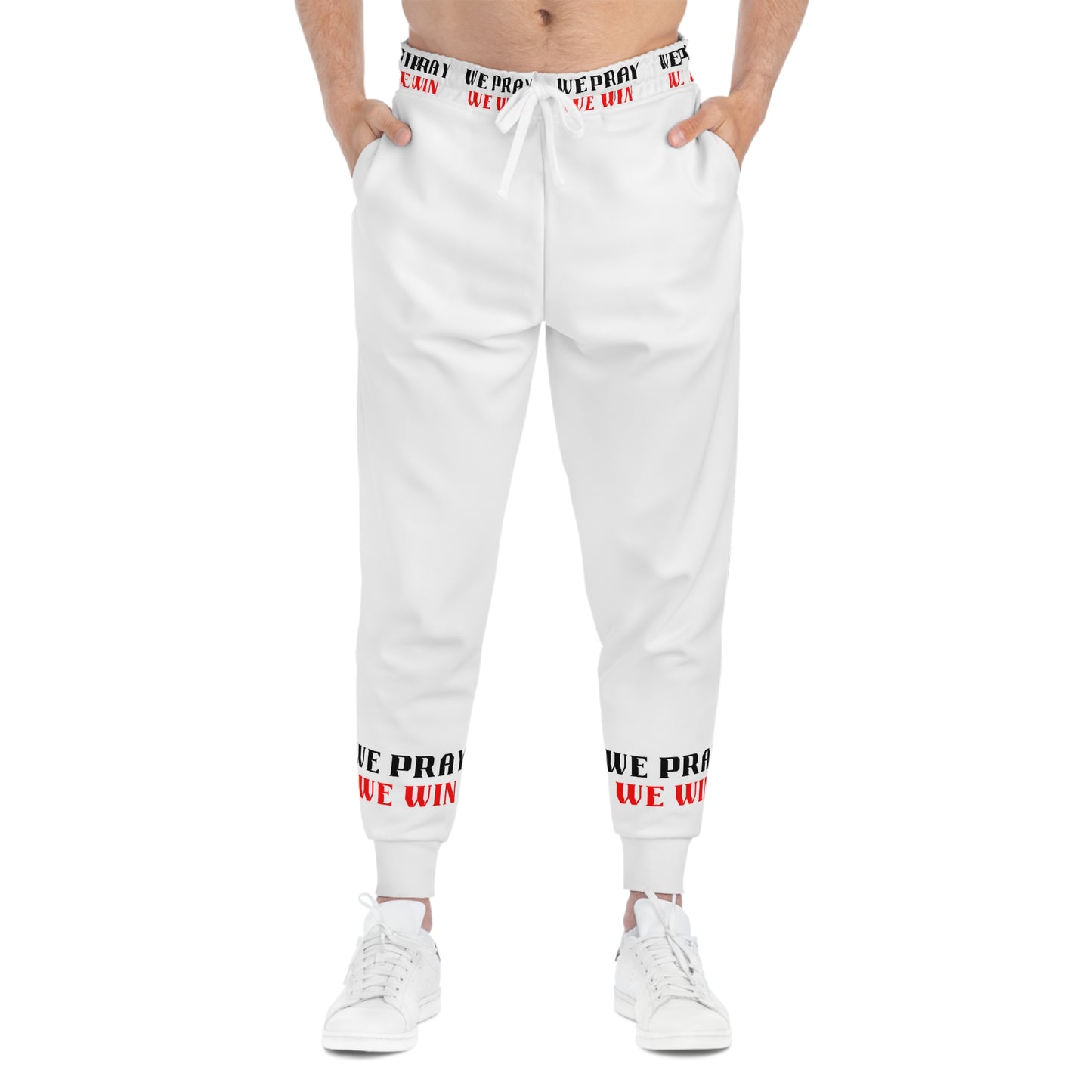 Inspirational "WE PRAY WE WIN" Athletic Joggers by Novelty Wonders