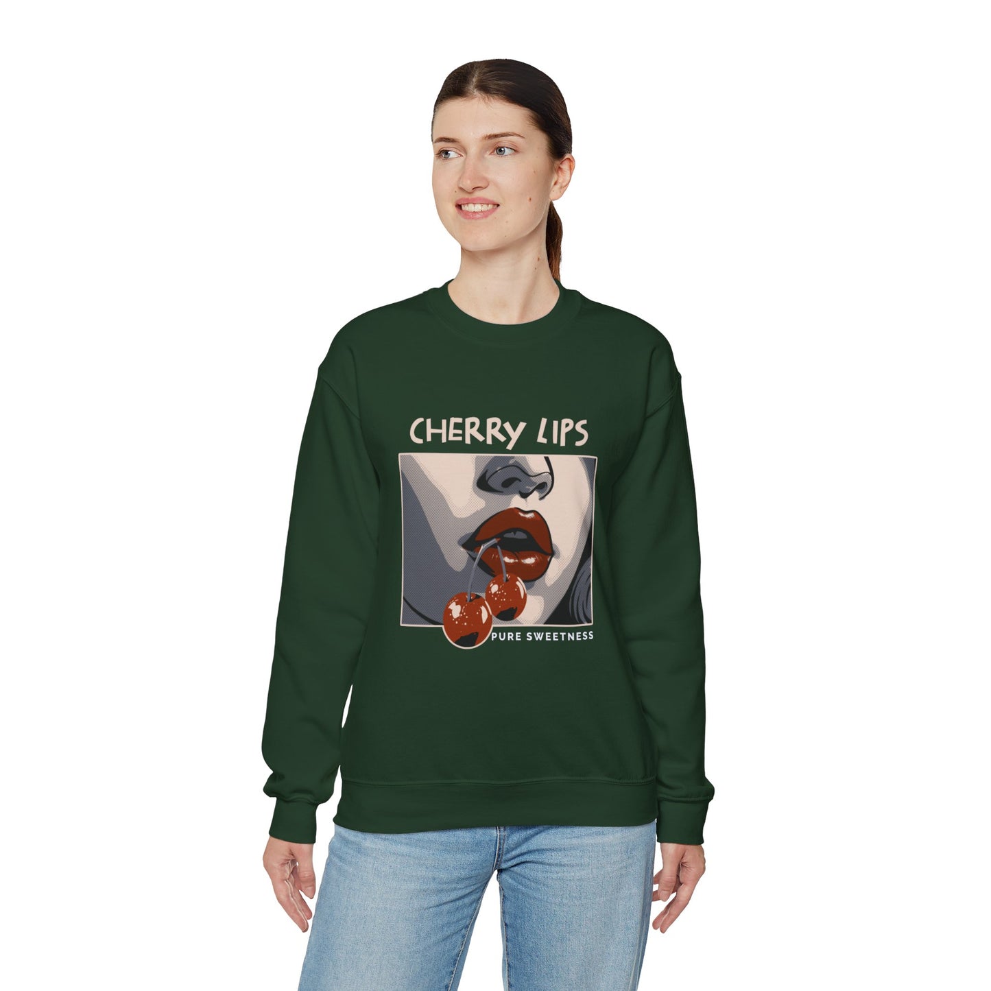 Retro Style 'CHERRY LIPS' Crewneck Sweatshirt™ by Novelty Wonders