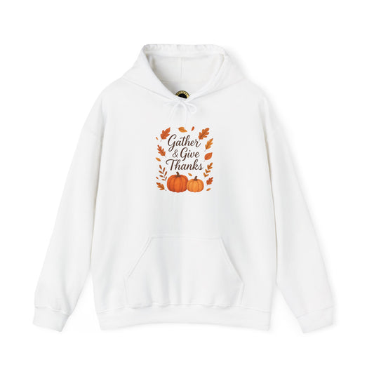 Gather & Give Thanks Pumpkin Hooded Sweatshirt™ | Unisex Hoodie, Thanksgiving