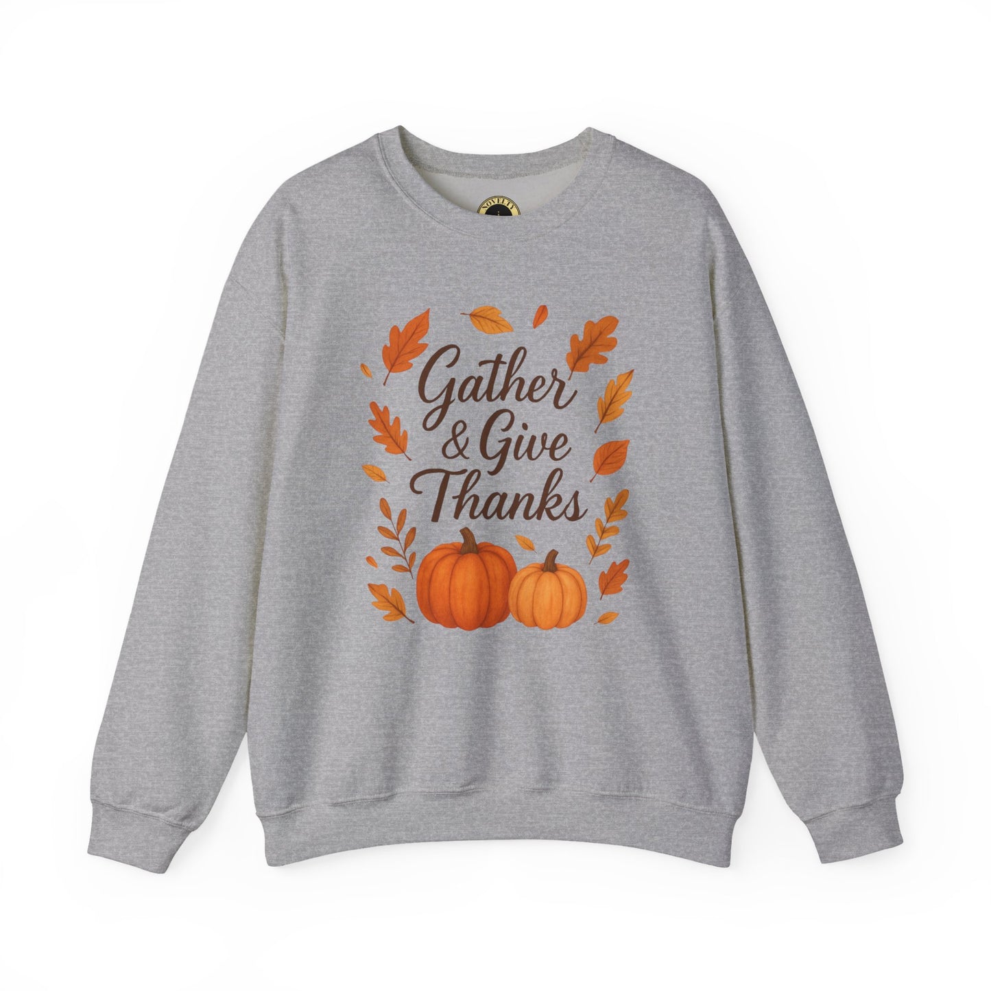 Gather & Give Thanks Pumpkin™ Crewneck Sweatshirt | Unisex Long Sleeve Thanksgiving Apparel