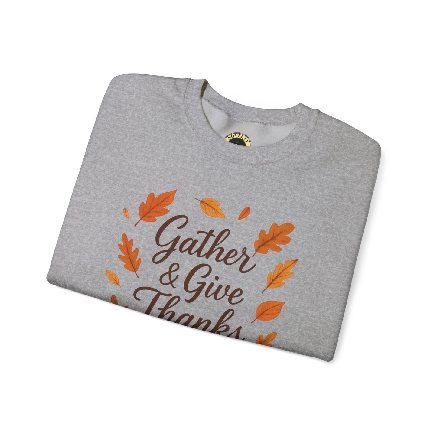 Gather & Give Thanks Pumpkin™ Crewneck Sweatshirt | Unisex Long Sleeve Thanksgiving Apparel