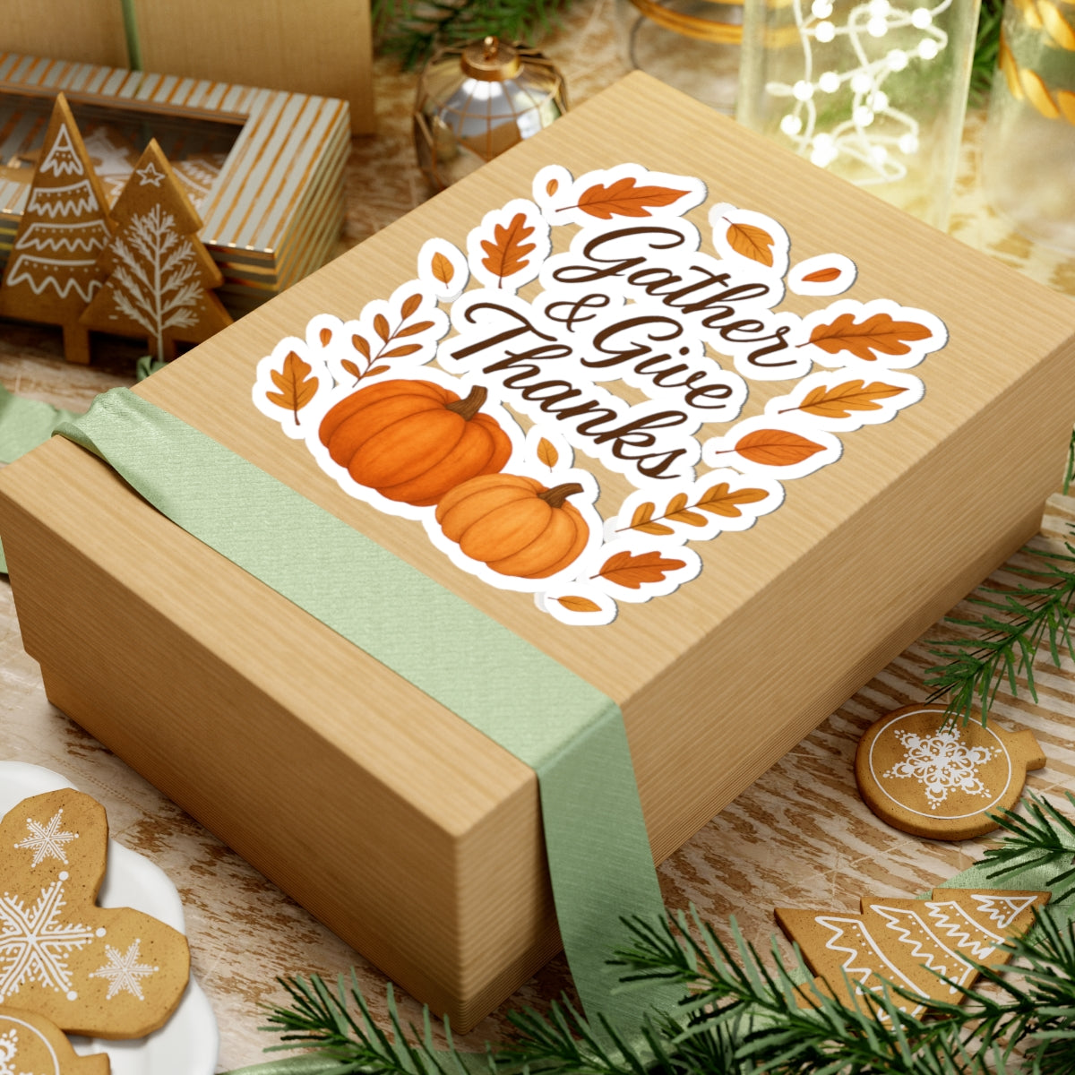 Gather & Give Thanks Pumpkin Kiss-Cut Stickers