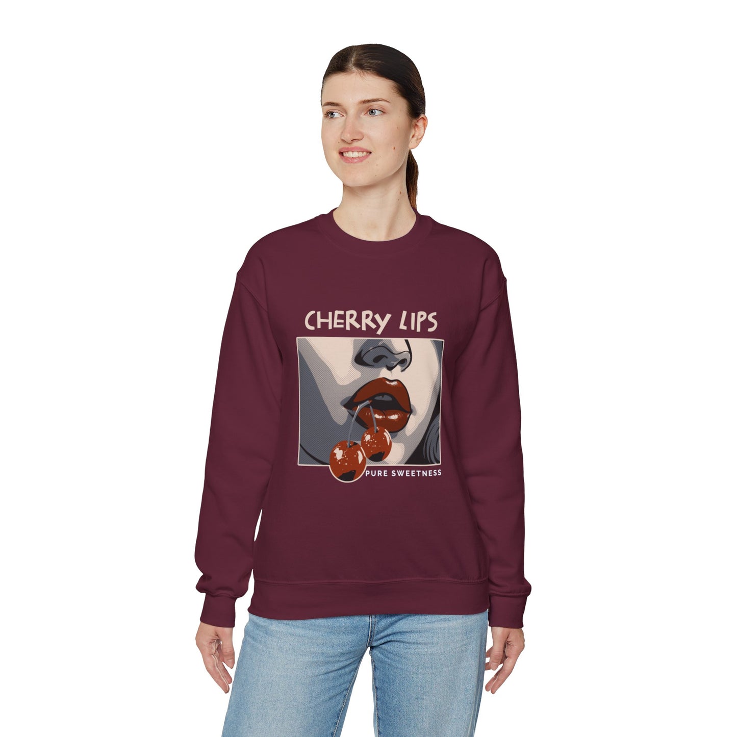 Retro Style 'CHERRY LIPS' Crewneck Sweatshirt™ by Novelty Wonders