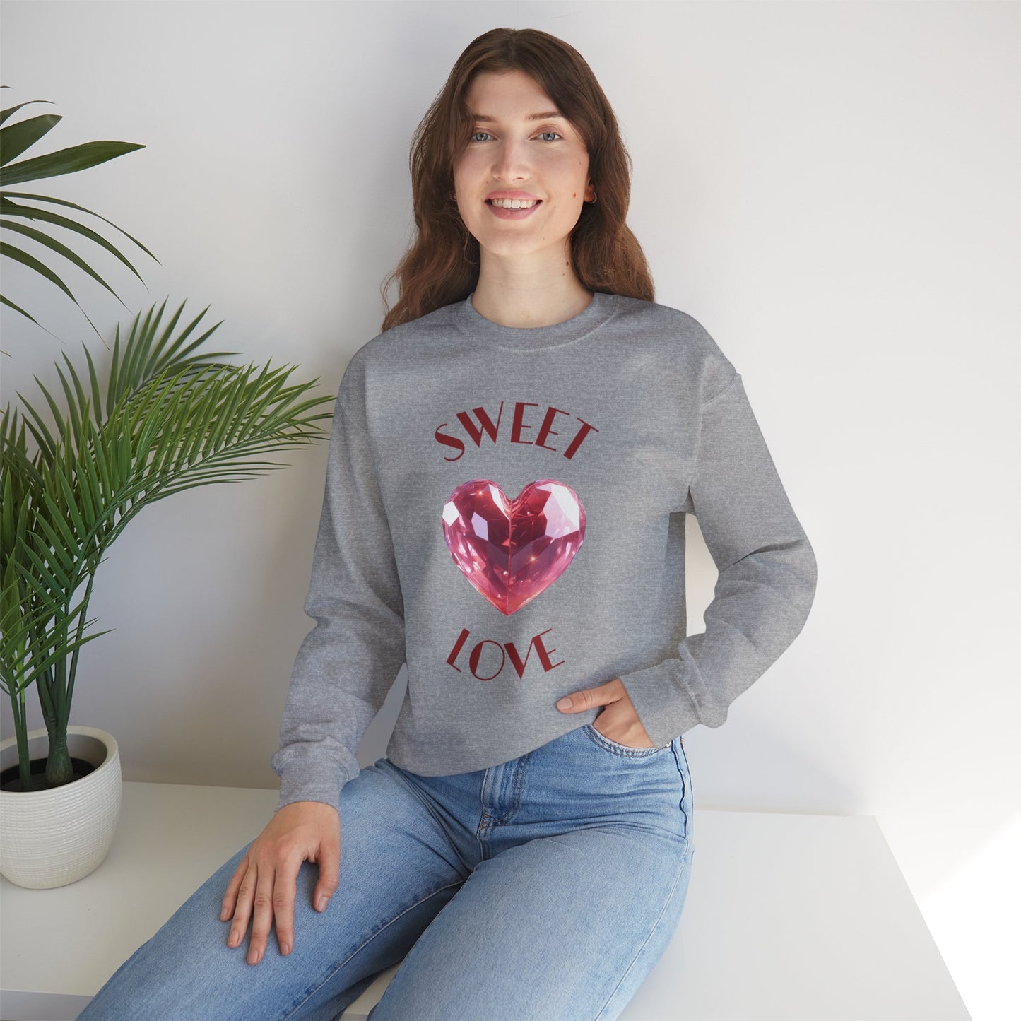 Charming 'SWEET HEART LOVE' Crewneck Sweatshirt™ by Novelty Wonders