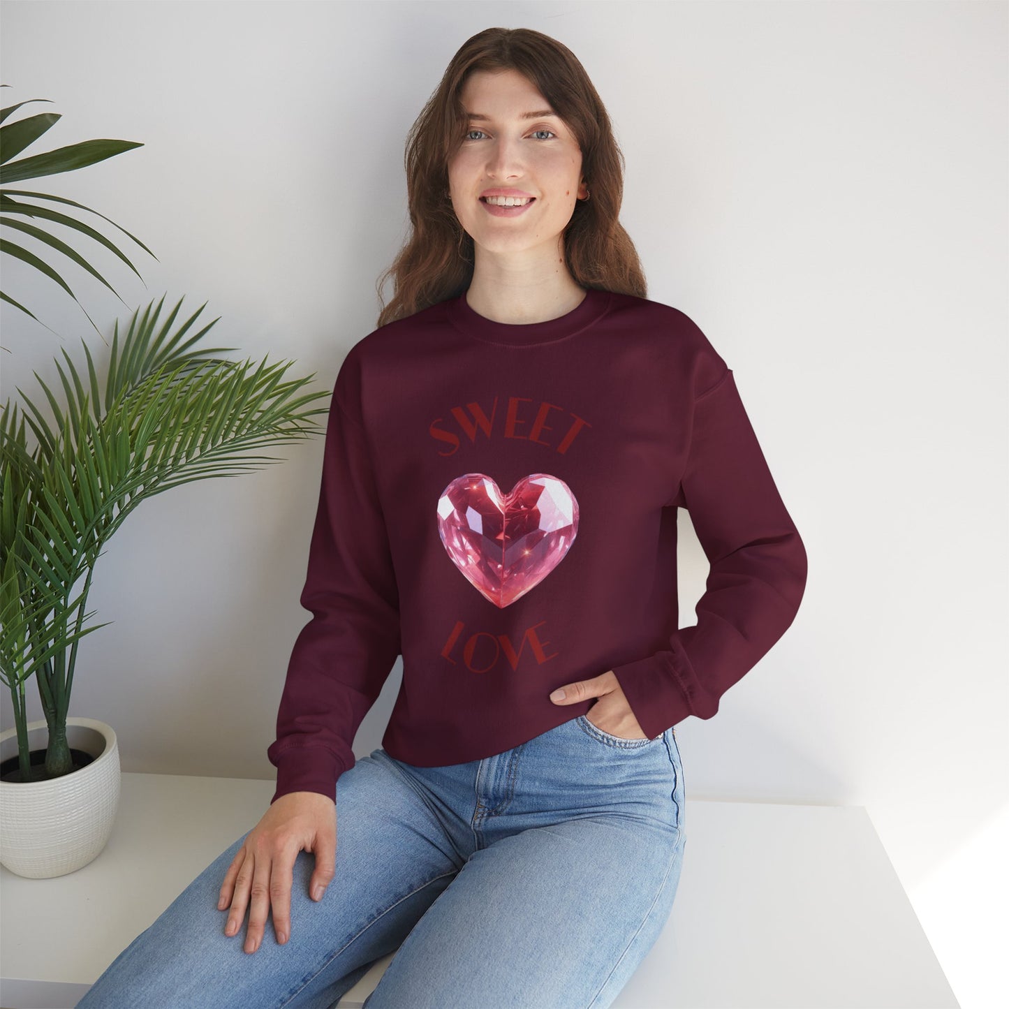 Charming 'SWEET HEART LOVE' Crewneck Sweatshirt™ by Novelty Wonders