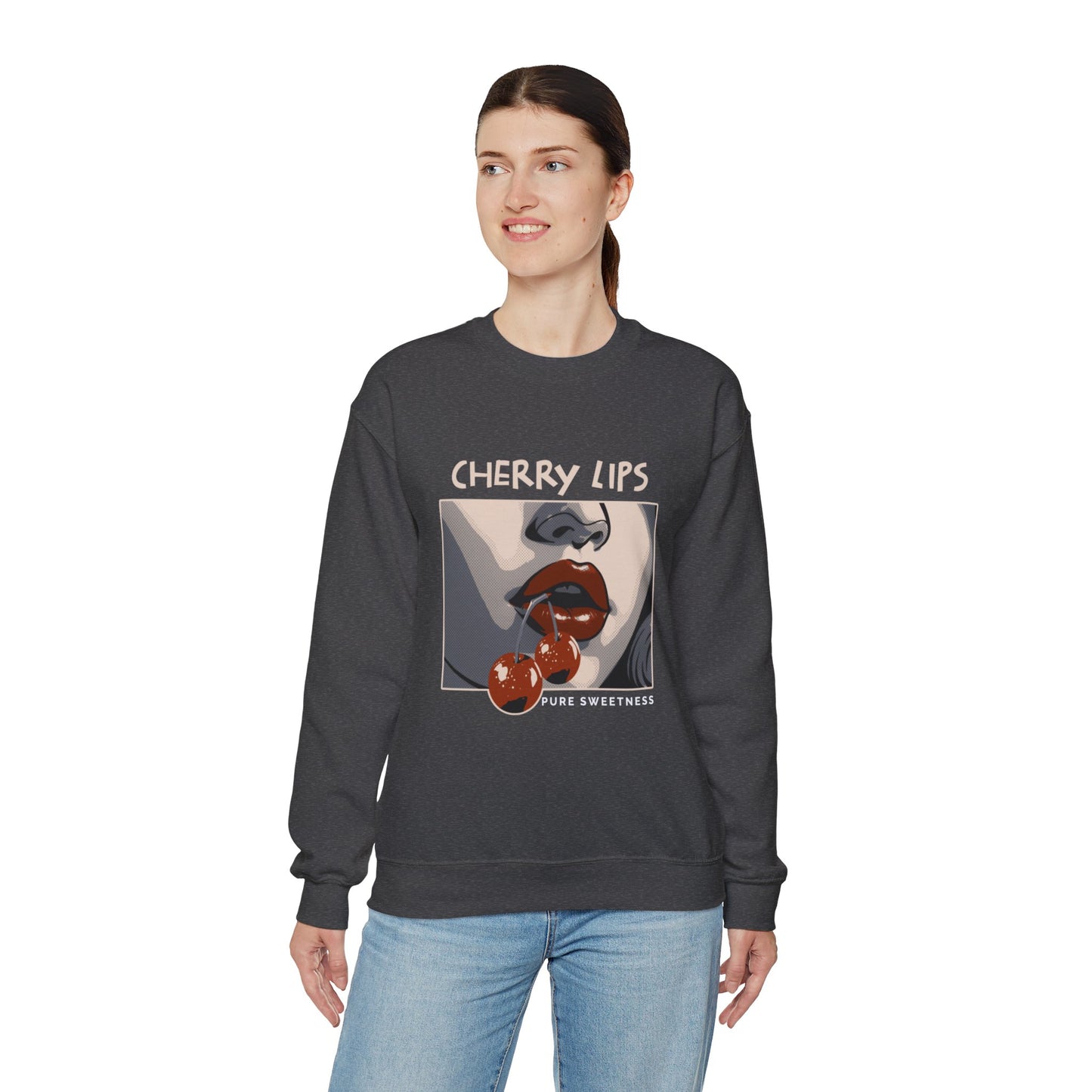 Retro Style 'CHERRY LIPS' Crewneck Sweatshirt™ by Novelty Wonders