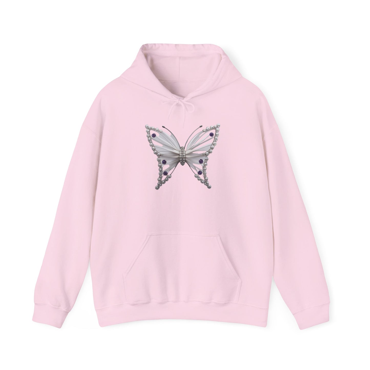 Premium Butterfly Design Unisex Hooded Sweatshirt™ Light Pink, Adult Sizes S -5XL