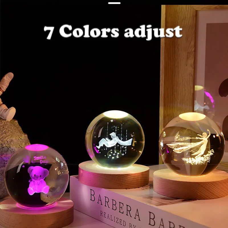 Illuminating Crystal Ball Table Lamp  - 7 Colours 3D Night Light